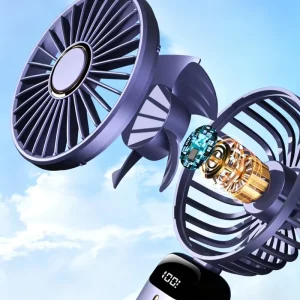 Ultra Light Hanging Neck Fan LED Digital Power Display Aromatherapy Function Type C Rechargeable Wearable Household Car Outdoor