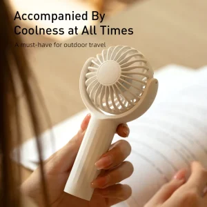 Ultra Lightweight Mini Handheld Plastic Fan Three-Speed 1200mAh Battery Compact Portable Personal Cooling Hands-Free USB