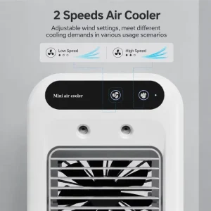 Ultra Quiet Bedside Mini Air Cooler Personal Evaporative Cooling Fan with Soft Mist Humidifier USB Desktop Cooler for Deep Sleep