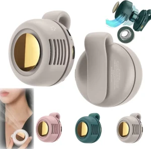 Ultra Quiet Bladeless Wearable Personal Fan with 900mAh Battery Three Speed USB Electric Clip On for Outdoor Use