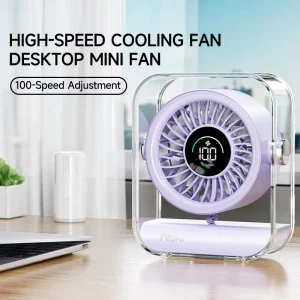 Ultra Quiet Rechargeable USB Fan 90Tilt 100 Speeds Long Lasting Power Adjustable Height Portable Fan for Car Office Travel