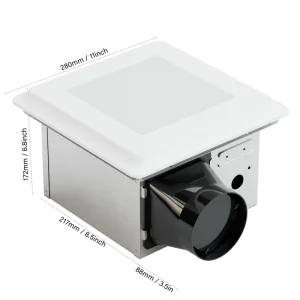 Ultra Silent Bathroom Exhaust Fan Wall Mounted Fan with LED Light 80 CFM 20W for Light 5CCT 1000 Lumens Bathroom Fan