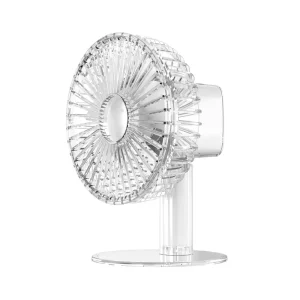 Ultra Slim Transparent Table Fan Low Quiet 4 Speed Desktop Fan with Electric Power Source for Household Use