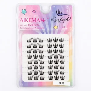 Ultra Thin Base Cluster Lashes Premade Volume Fans Heat Bonded PBT Eyelash Natural Lightweight OEM Custom Logo