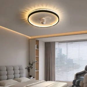 Ultra Thin Bladeless Modern Ceiling Fan LED Light Energy Saving 3 Color Change 6 Speed Remote Control Dimmable 3 Year Warranty