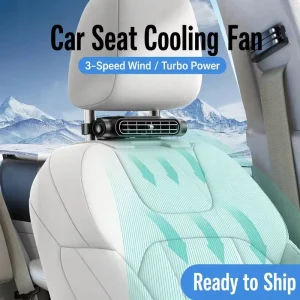 Universal Car Rear Seat Cooling Fan with Type C Charging 3 Speed Adjustable Portable Backrest Air Vent Fan for Sedans SUVsTrucks