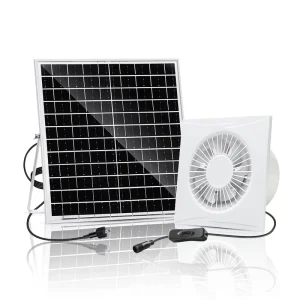 Upgrade Home 4 inch Ventilation Solar Axial Wall Fan 17W High Efficiency DC Brushless Motor Dual Ball Bearing 12V Zero