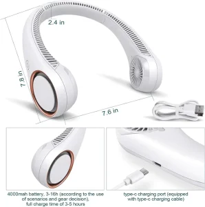 Usb Portable Neck Fan Rechargeable Mini Charging Fan Outdoor Quick Cooling Sports Style Hands free Gift Fans