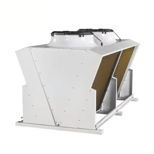 V Type Double Fan Golden Epoxy Fin Heat Exchange Radiator Air Cooled Condenser for Large Cold Storage Room