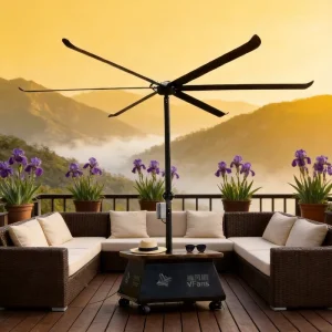 VFans 3.6m Aluminum Blades Industrial Commercial Standing Fan PMSM Motor Cozy Cooling Adjustable Speed Fan for Resort Balcony
