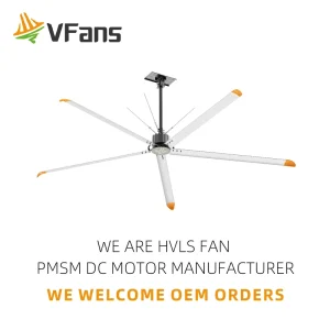 VFans 5 Aluminum Blades Industrial Durable HVLS Ceiling Fan Air Cooling Ventilation DC Motor Large Big Ass Fan for Warehouse