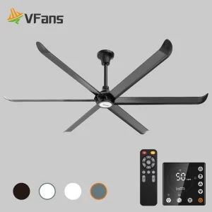 VFans PMSM Motor 6 Blades 2.5m 3m 100in 120in HVLS Fan Noiseless High Brightness Ceiling Fan for Office Library and Cafe