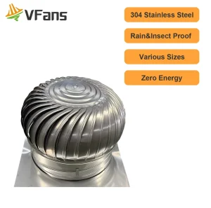VFans Stainless Steel 304 Turbine Roof Ventilato Wind Turbine Cap Rainproof Silent Attic Exhaust Vent for Outdoor House Factory