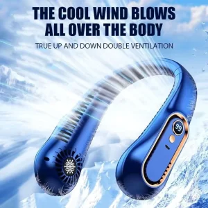 Vaneless Hanging Neck Fan Portable USB Cooler Fan With 5 Speeds and Digital Display