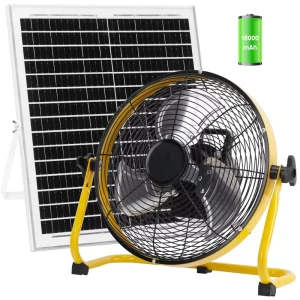 Vantone 12 Inch Solar Rechargeable Floor Fan 20W Solar Powered Battery Operated Fans for Outdoor Garden Greenhouse