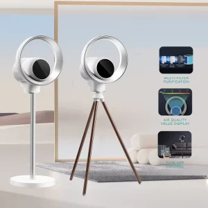 Ventilador De Pie Sin Aspas Hogar PM2.5 Sensor HEPA Filter Bladeless Tower Fan and Air Purifier with Smart Fan