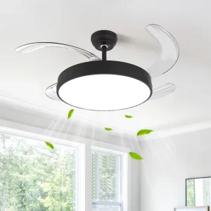 Ventilador De Techo 42 Inch APP Control Smart Fan Light Modern Retractable Ceiling Fan With LED Light