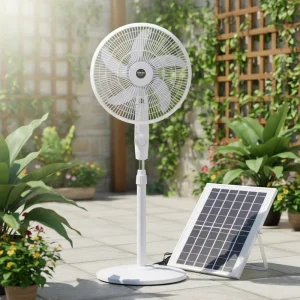 Ventilador Powered Fan 16 Inch Lithium Battery Solar Fan with Solar Panel