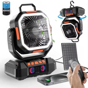 Ventiladores Recargables De 40000 Mah Con Panel Solar Multi-Function Rechargeable Camping Fan for Hotels Outdoor