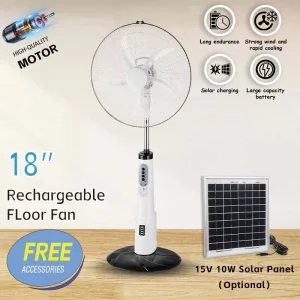 Ventilateur Rechargeable 18 Pouces Battery Inside Cordless Use Summer Cooling Fan with Night Light 3speed Adjust