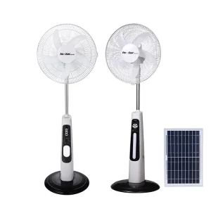 Ventilateur Solaire Rechargeable Custom Color Home Electric Solar Fans Stand Fan With LED Lighting Stand Fan 18 Inch