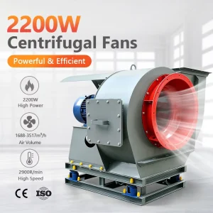 Ventilation Fans Electric Ac Motor Fan Blower 220v 380v 2.2kw 2kw 1300pa 792pa 1688 3517m3 h Centrifugal Ventilation Machine