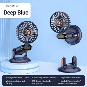 Versatile 4 in 1 Portable Mini Folding Fan with Digital Display Wall Mountable Neck Wearable 360° Rotation Brushless Motor