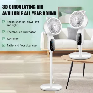 Vertical Air Circulation Fan with Remote Control for Floor-to-Ceiling Use