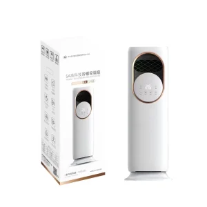 Vertical Bladeless Tower Fan air Cooler for Ice Crystal Cooling. Humidifier. Indoor Use