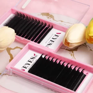 Veyes Custom Eyelash Box Fast Shipping Private Label Auto Blooming Lashes Best Matte Black Flower Easy Fanning BC Curl Mix 30mm