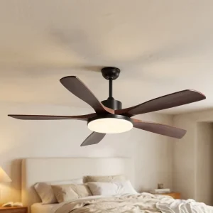 Vintage LED Metal Ceiling Fan Remote Control Energy Efficient Class Low Noise 35 39 DB 5 Year Warranty for Modern Bedroom Use