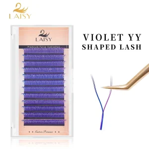 Violet Blue Pink Green YY Shaped Lash Extensions Colorful Pre Fanned Y Branch Lashes Lightweight Salon Individual Eyelashes