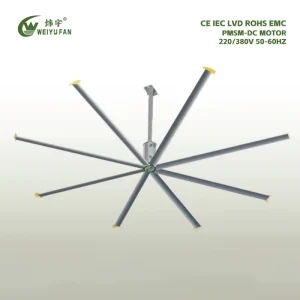 WEIYU 20ft Industrial Ceiling Fan 8 Blades Touch Control White Aviation Magnesium Aluminium Alloy Motor 380V 220V 45dB 2 Year