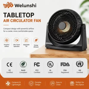 WLS 1515 8 Inch Desktop Air Circulator Fan with 3 Speeds High RPM Quiet Table Fan for Bedroom Office