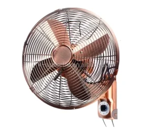 Wall Mount Electric Fan Decorative Cage Bentley II Chrome 3-Speed Mechanical Control for Indoor/Outdoor Use Metal Fan