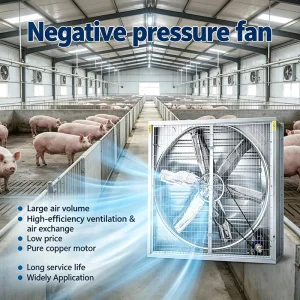 Wall Mount Industrial Exhaust Fan Galvanized Steel Frame Pure Copper Motor Large Airflow for Greenhouse Factory Warehouse Farm