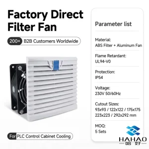 Wall Mounted Axial Cooling Fan with Touch Control & High Airflow for Distribution Cabinet Ventilation