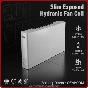 Wall Mounted Slim Fancoil Water Europe Fcu Fan Coil Unit with Air Source Heat Pump for Hotels Room Cooling