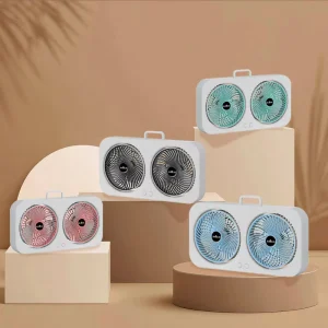 Wall mounted Double head Fan PP+Electronic Element Dc Fan Easy Operation High Velocity 2 in 1 Portable Rechargeable Fan