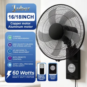 Wall mounted Electric Fan Oscillating High Velocity Energy Efficient Class a 16INCH Quiet Operation for Home Commercial
