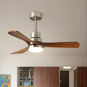 Walnut 42 52 Inch LED Smart Ceiling Fans with Wooden Remote Control 220V DC Spiral Ceiling Fan Light Effects LED Lamps