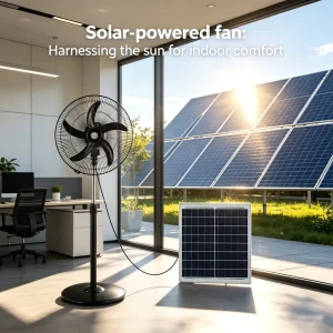 Water Resistant 18 Inch Lithium Battery Rechargeable Solar Powered 3 Speed Oscillating Portable Outdoor Cooling Fan for Camping