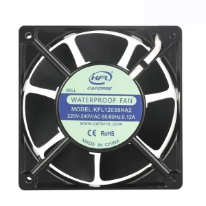 Waterproof IP68 120x120x38mm AC Axial Fan 220V Aluminium Alloy 50000-70000 Hours Charging Pile Cooling Fan