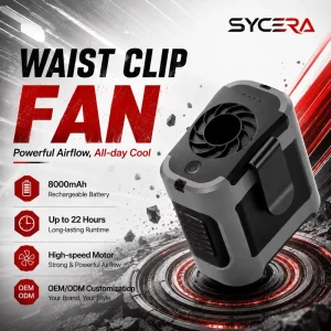 Wearable Belt Clip Fan USB Rechargeable 8000mAh High Power Airflow Portable Waist Cooler for Outdoor Work OEM ODM