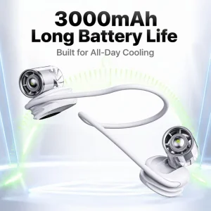 Wearable Bladeless Neck Air Conditioner Fan 3000mAh 360° Rotating Cooling Fan Portable for Travel Outdoor Sports Office