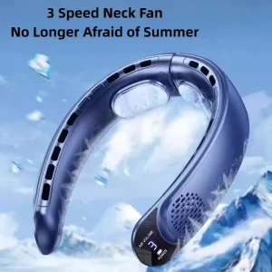 Wearable Digital Display Neck Fan 360° Cooling Bladeless Personal Fan 4000mAh USB Rechargeable Cooler Ventilador Fans