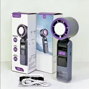 Wearable Electric USB Portable Foldable Handheld Mini Fan with Cooling Function LED Light and Neck Strap Custom Logo