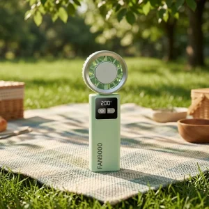 Wearable Foldable Cooling Fan with LED Display and Detachable Battery
