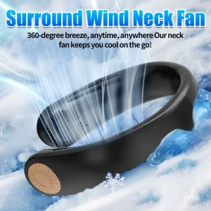 Wearable Leafless Neck Fan Battery Powered 5 Speed Bladeless Cooling USB Mini Rechargeable Portable Fan for Outdoor