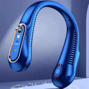 Wearable Mini Air Conditioner Outdoor Sport Cooling Neck Fan Rechargeable Portable Five-Speed Plastic English